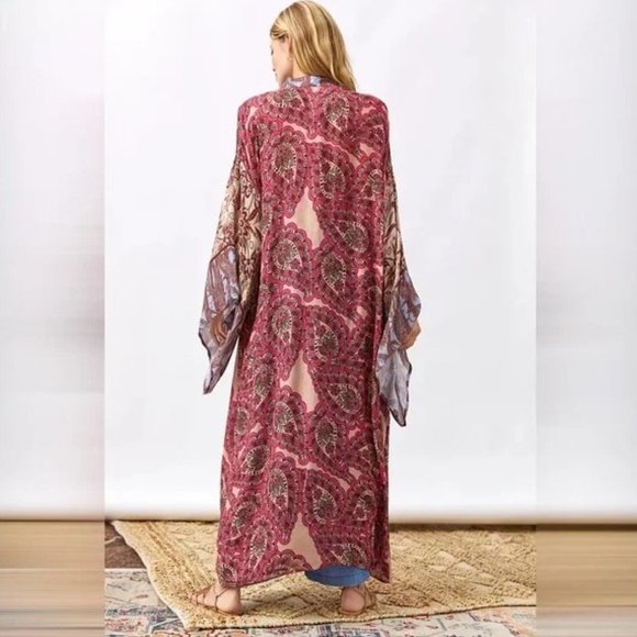 NWT Anthropologie Bl-nk Floral Swirl Cover-Up Kimono One size - Picture 6 of 7